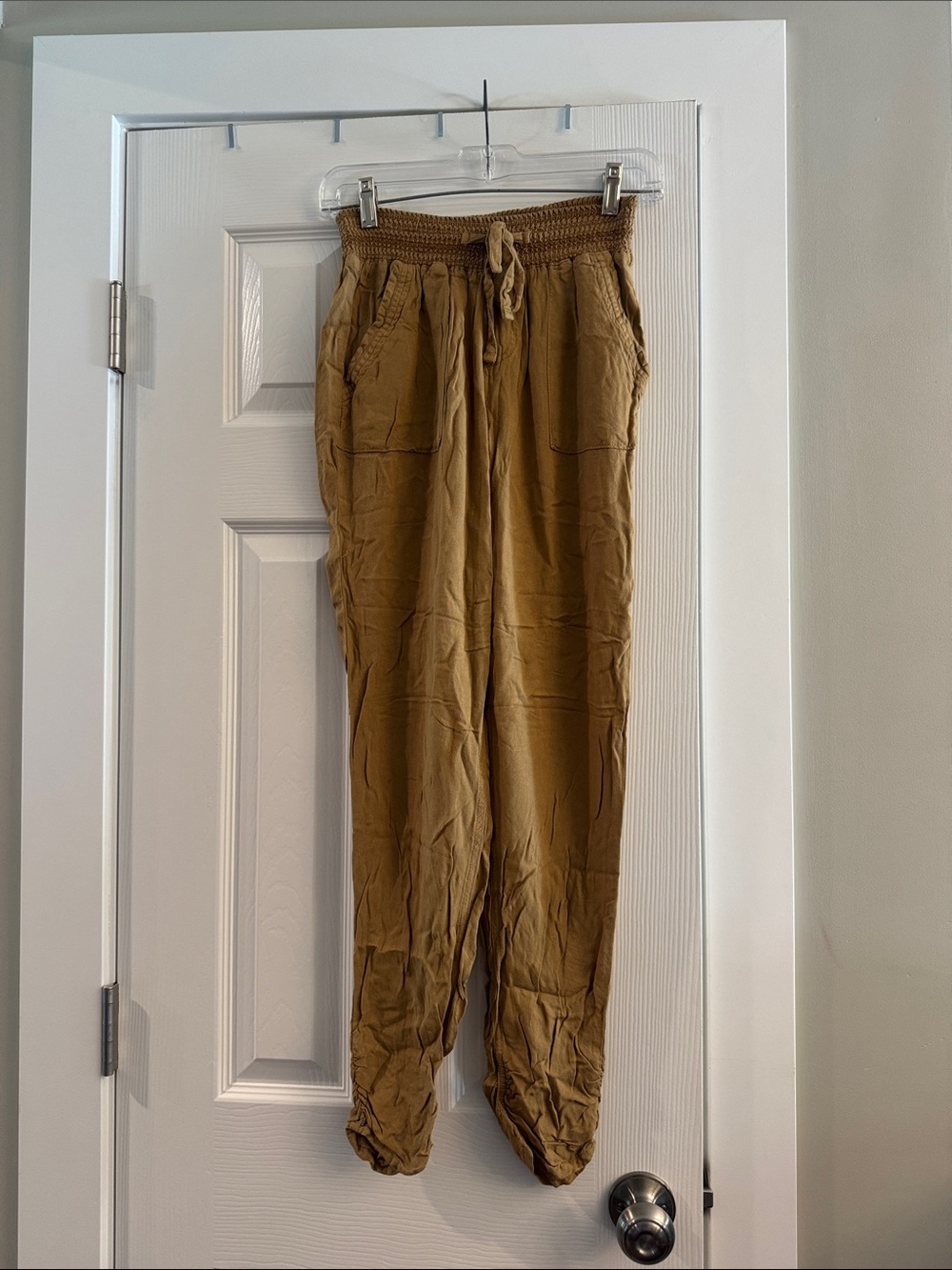 Casual Drawstring Jogger Pants - Caramel Color